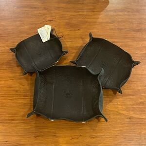 Will Leather Goods 3 Piece Leather Valet Tray Set new Black